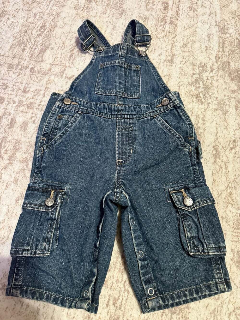 Size 6-12 Old Navy Denim Cargo Overalls Blue Cotton